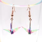 Neon Pastel Origami Crane Earrings.Colourful Earrings.Unique Gift.Fun Earrings