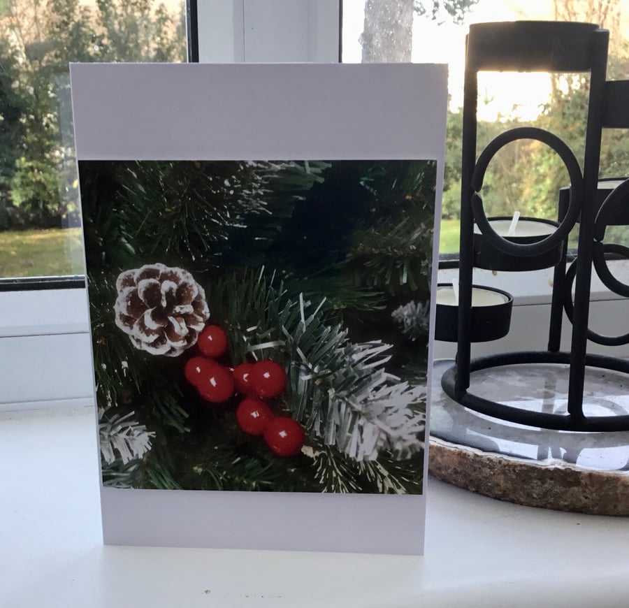 Christmas Tree One! Blank Photographic Christmas or Festive Greetings Card.