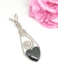 Sterling Silver Hematite Heart Pendant, Gift For Her - Image 1