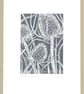 Charcoal grey Teasel - Hand cut Linocut Print - Image 2