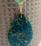 Large Teal Blue Sea Sediment Jasper Pendant Gemstone Necklace with Amazonite - Image 5