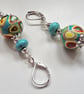 Boho Hand Made Polymer Clay Beads & Howelite Earings. - Image 2