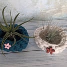 Tiny pot, trinket dish, air plant display, crochet container, storage pot