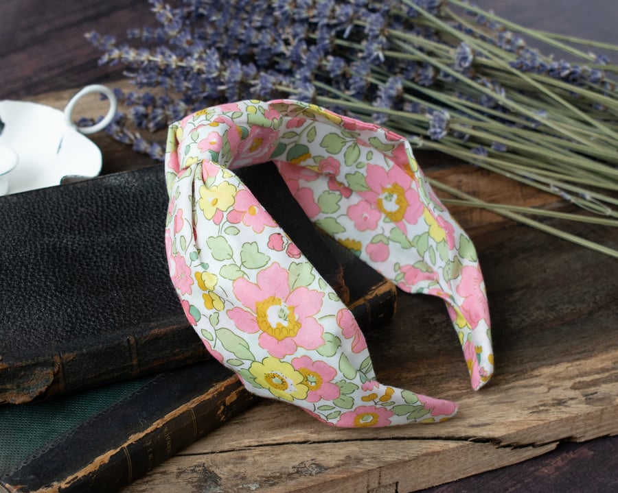 Womens Knotted Headband in Liberty Tana Lawn Betsy Fabric - Gift Idea for Her