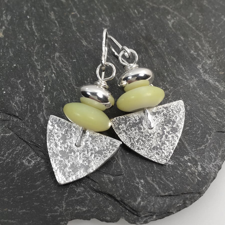 Sterling silver and jasper Shovel earrings