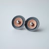 Circle earrings in grey and orange