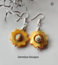 Mother of Pearl & Polymer Clay Earrings  Silver Plate - Image 1