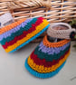 Designer Baby Striped Multicoloured Hand Knitted Shoes  3-6 months size - Image 6
