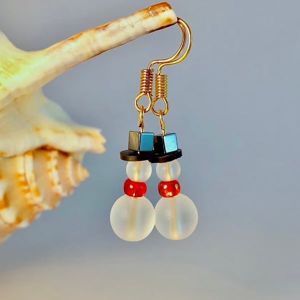 Christmas Snowman Earrings, Secret Santa, Stocking Filler, Gifts For Her