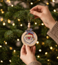 Embroidered Santa Christmas Tree Ornament, Handmade Cross Stitch Wooden Bauble