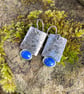 Oxidised sterling silver and lapis lazuli industrial look earrings