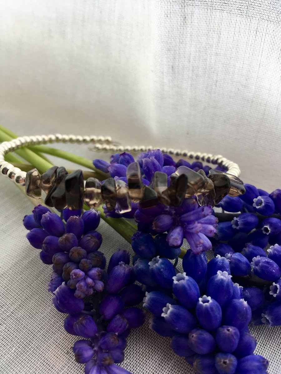 Smoky quartz stacking bracelet