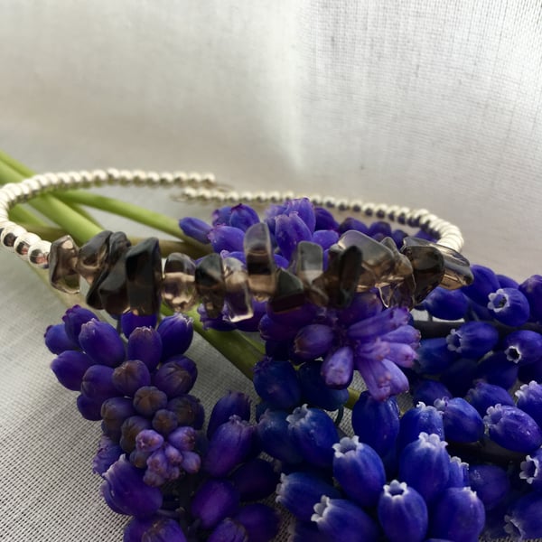 Smoky quartz stacking bracelet