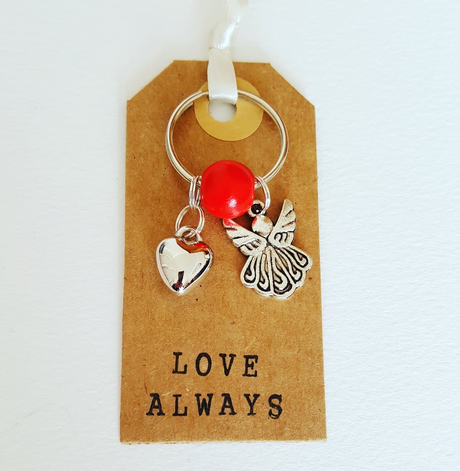 Angel and Heart Keyring