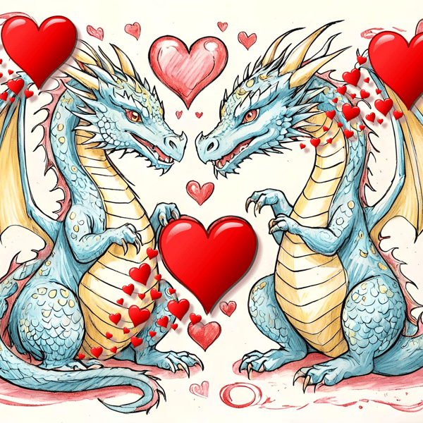 Dragons Heart Love Greeting Card A5