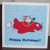 Christmas cards, Santa in plane