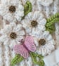 Decorated Cream Handbag with Flowers and Butterfly.  Crocheted. Reduced Price - Image 2