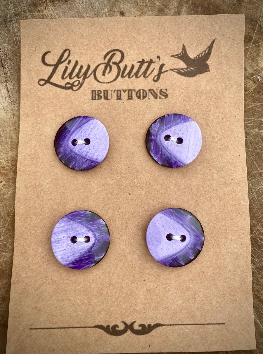 4 Two Tone Purple Buttons 25mm