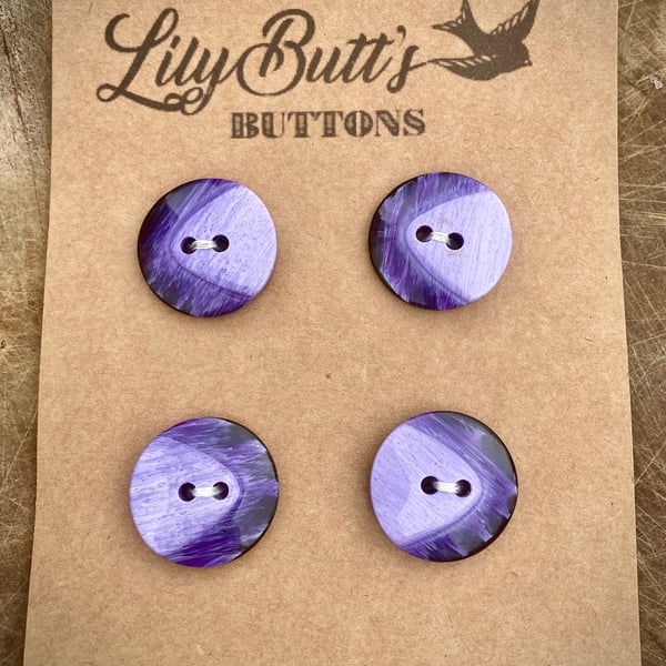 4 Two Tone Purple Buttons 25mm