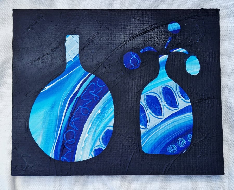 Fowey Pots Original Painting on small canvas
