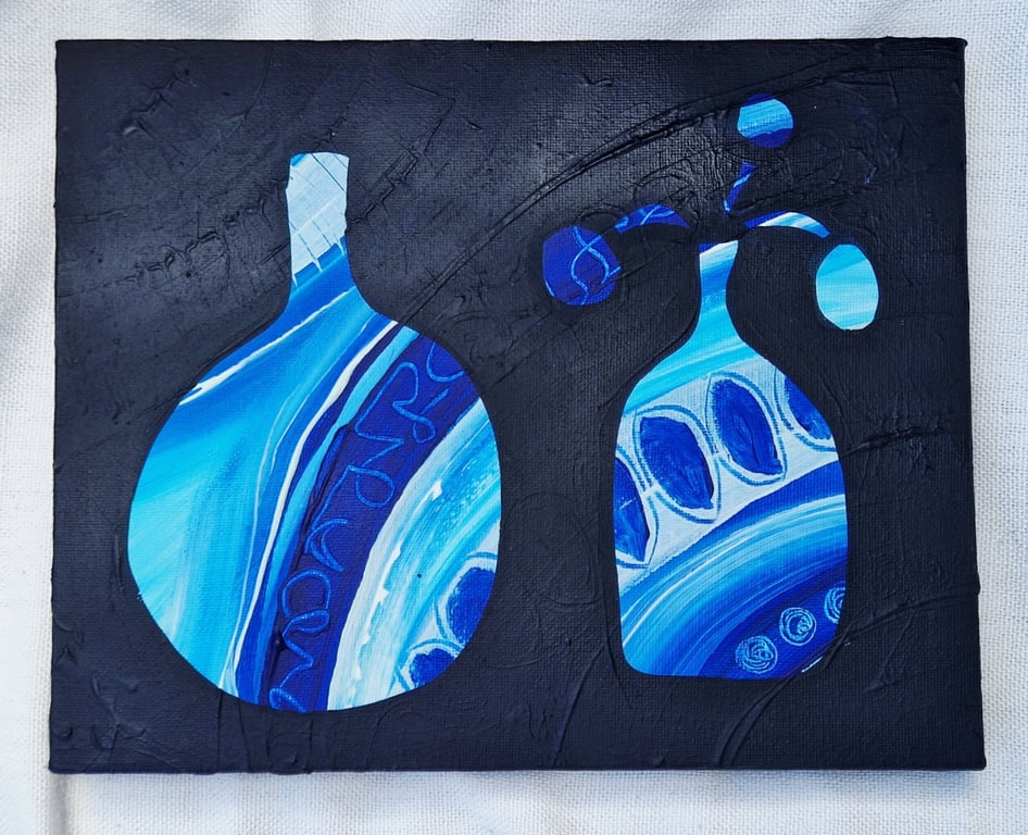 Fowey Pots Original Painting on small canvas