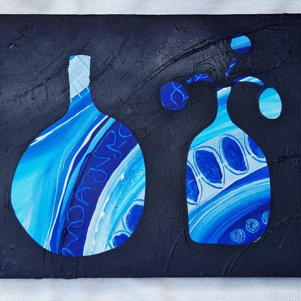 Fowey Pots Original Painting on small canvas