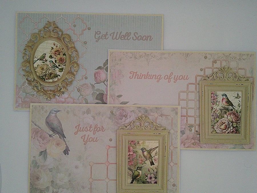 Get Well Soon, Thinking of You and Just For You cards - 3 Card Set
