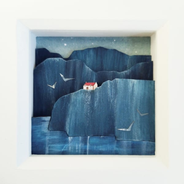 Seascape Picture, Miniature Picture, Ocean Diorama, The Cry of the Gulls