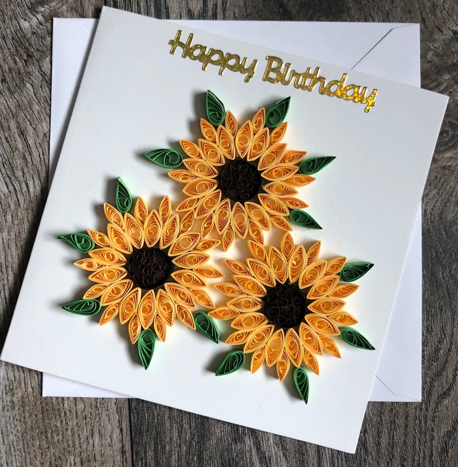 Handmade quilled Sunflower Card