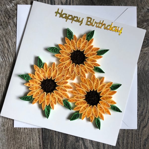 Handmade quilled Sunflower Card