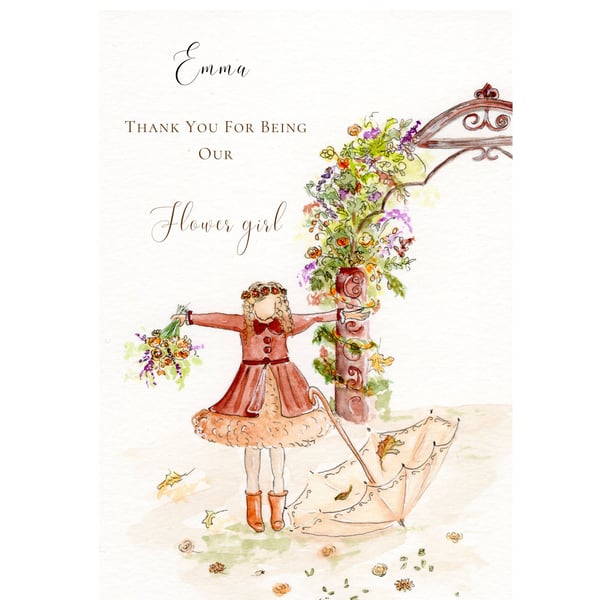 Flower girl proposal card, Autumn wedding, handmade card