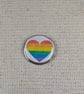 Pride Heart Badge - Rainbow Colour Heart Pin - Large Resin finished Pin Badge