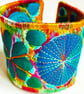 Cuff - Fabric Bracelet with Free Machine Embroidery  - Image 3
