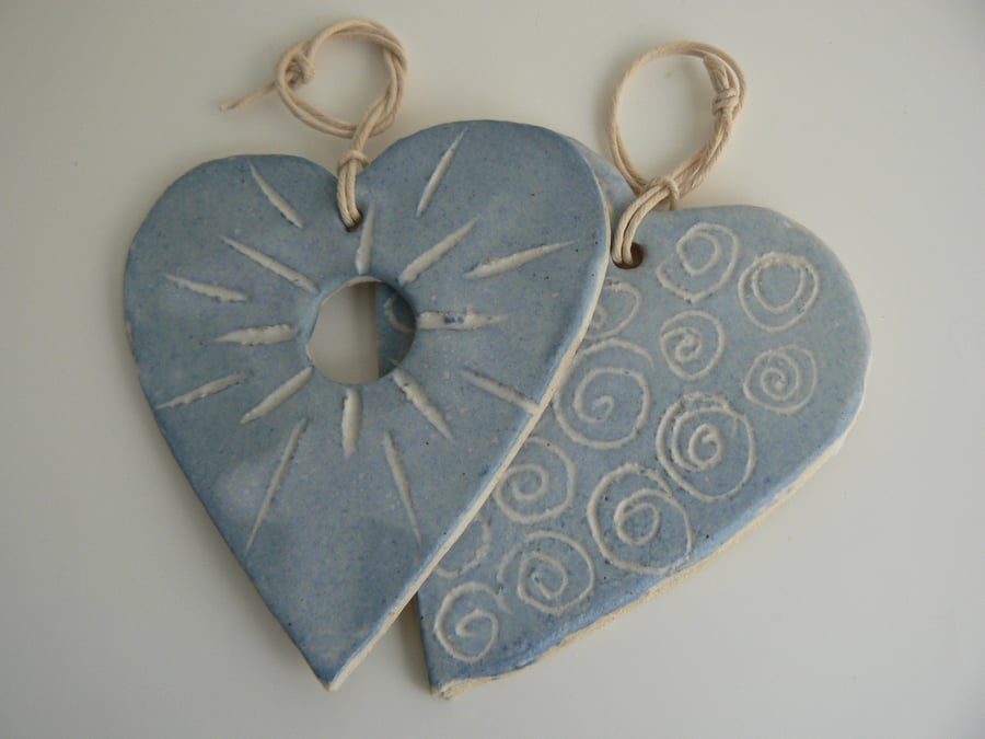 Blue  Ceramic Hearts