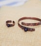 Handmade Copper Bracelet and Ring Set, Blue ,stone Stardust Jewelry,  - Image 4