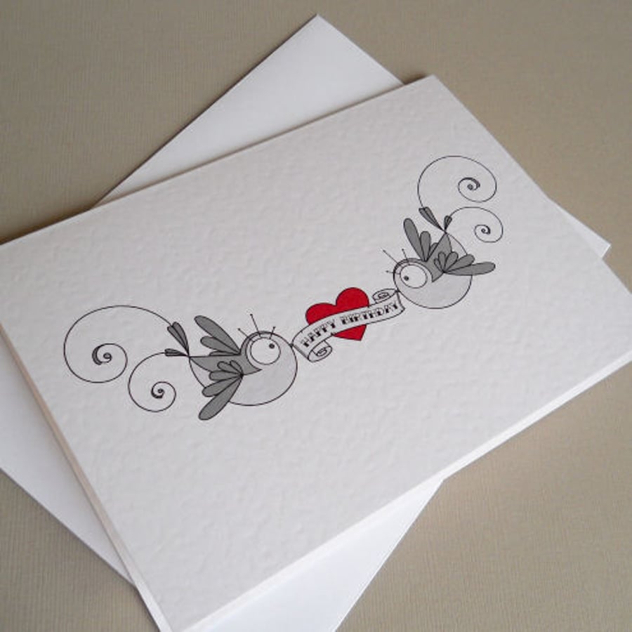 swallow pair birthday card