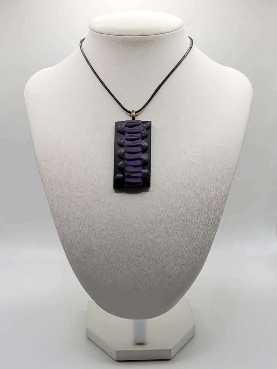 Handmade Rectangle Polymer Clay Necklace, Geometric Artisan Statement Jewellery,