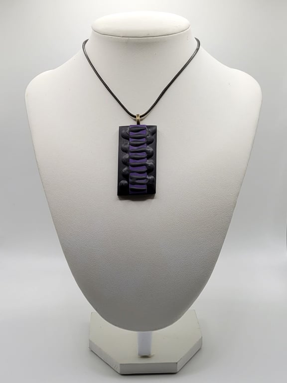Handmade Rectangle Polymer Clay Necklace, Geometric Artisan Statement Jewellery,