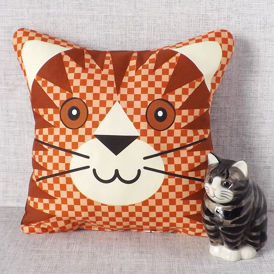 Tabby cat cushion, cuddle cushion, accent cushion