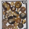 20 Horn Coloured Vintage Buttons