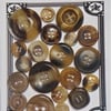 20 Horn Coloured Vintage Buttons