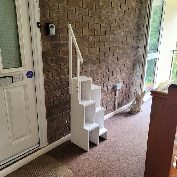 Step Up Easy "tm" branded step ladders wood.