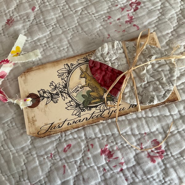 Easter Gift Tag with Antique Quilt Egg