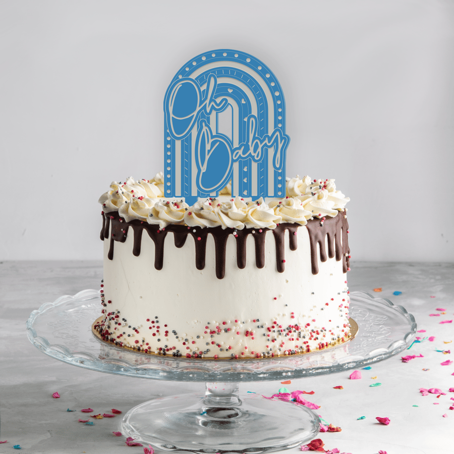 Oh Baby Cake Topper for Baby Shower, Acrylic Cake Topper, Boho Baby Shower Theme