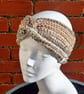 Classic twisted crochet headband, marble beige ear warmer