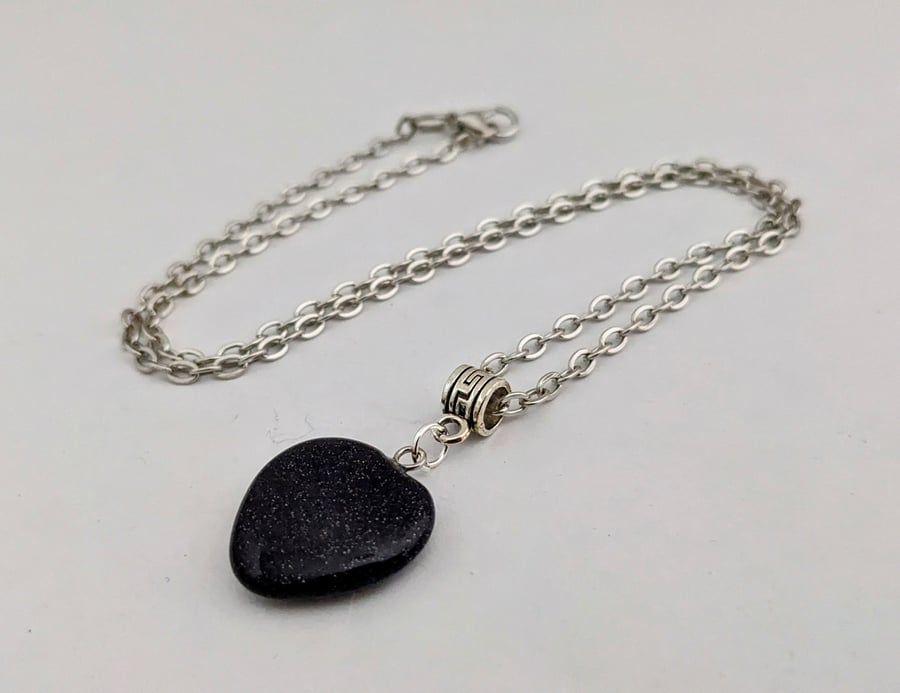 Blue goldstone heart necklace