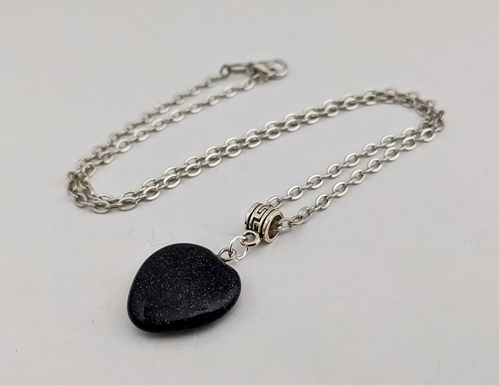 Blue goldstone heart necklace