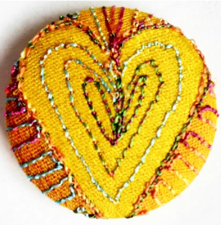 Buttons 1 inch button Hand Dyed Silks and Cottons Free Machine Embroidery Button