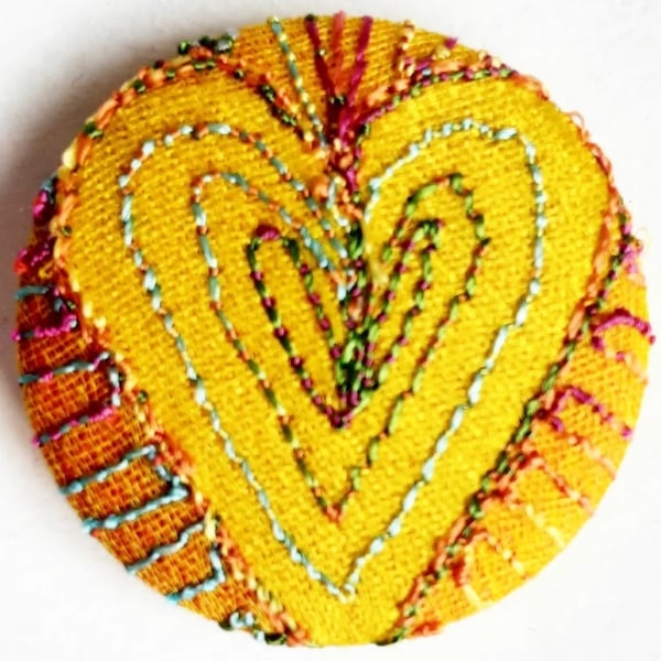 Buttons 1 inch button Hand Dyed Silks and Cottons Free Machine Embroidery Button