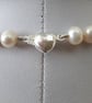 Freshwater Pearl Necklace with Heart Clasp in Sterling Silver - Image 4